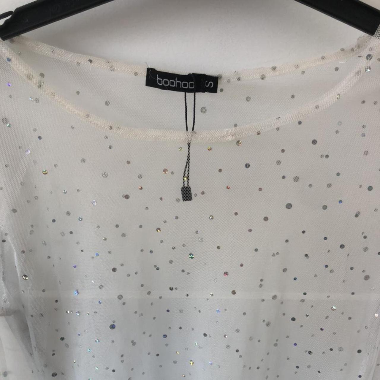 Boohoo white sparkly bikini coverup Only worn once,... Depop