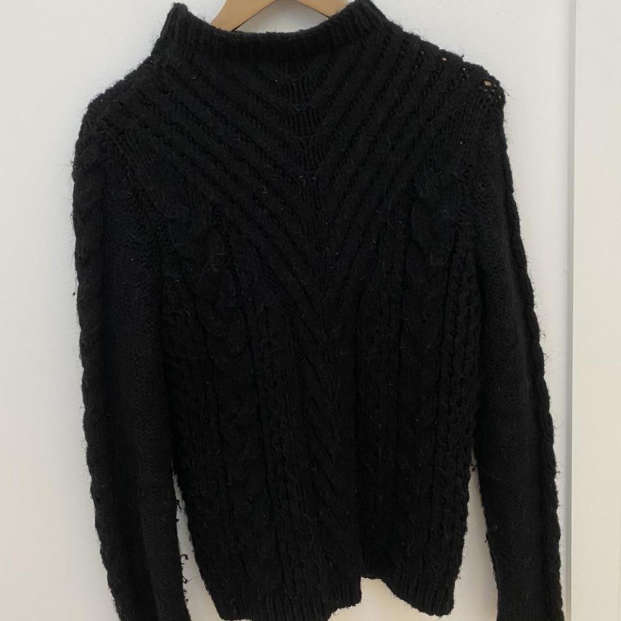 Black chunky knit Zara turtle neck jumper EU M... - Depop
