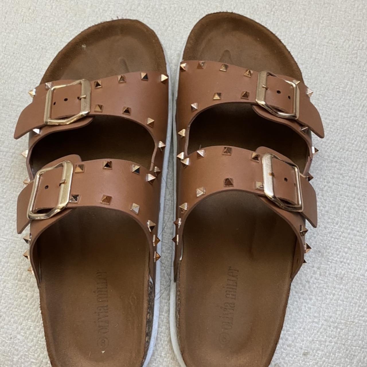 faux leather buckle sandals