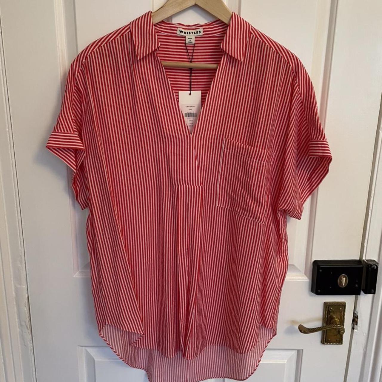 Whistles Lea red and white Stripe Shirt Brand new... Depop