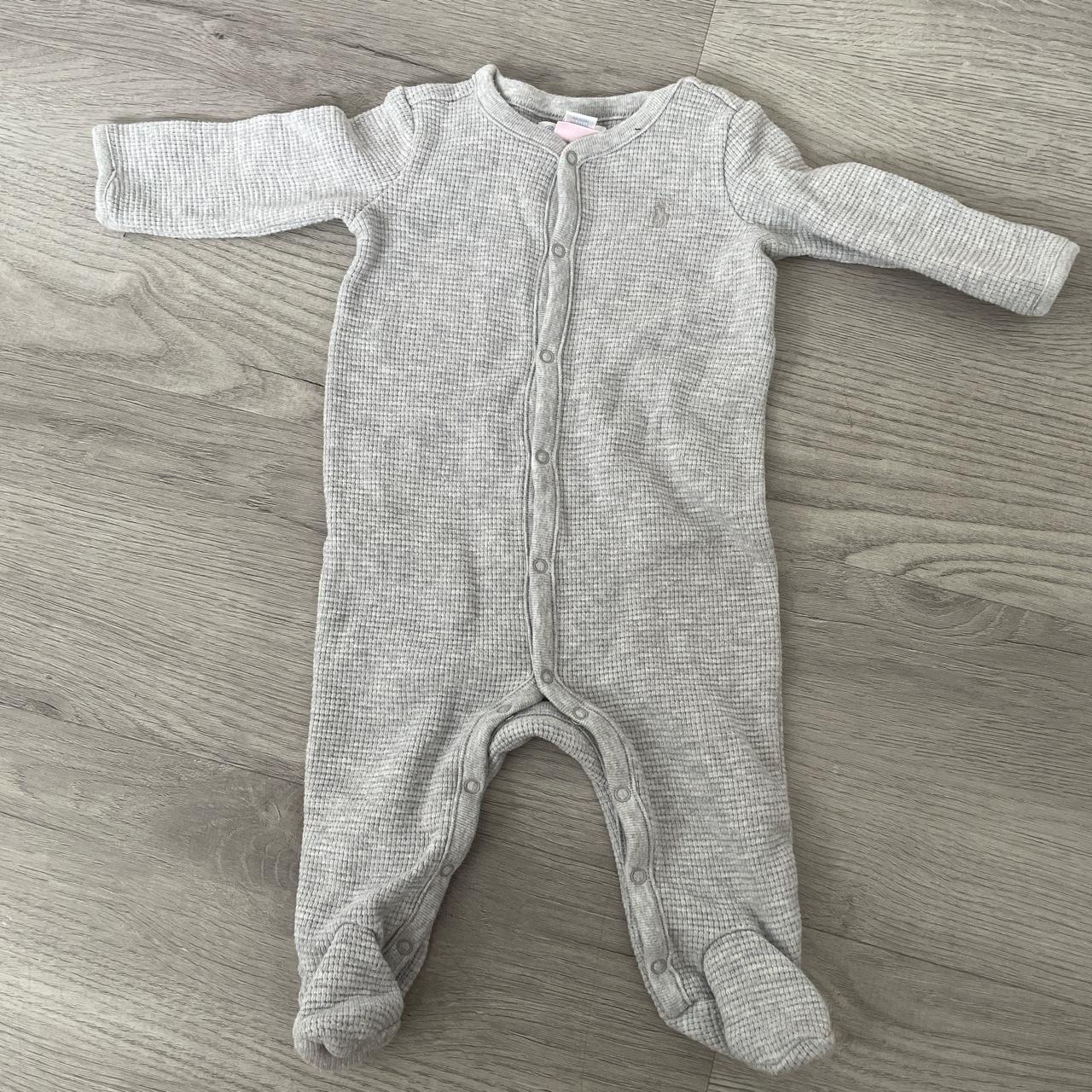 Baby boy/ girl Ralph Lauren, grey, waffle print baby... - Depop