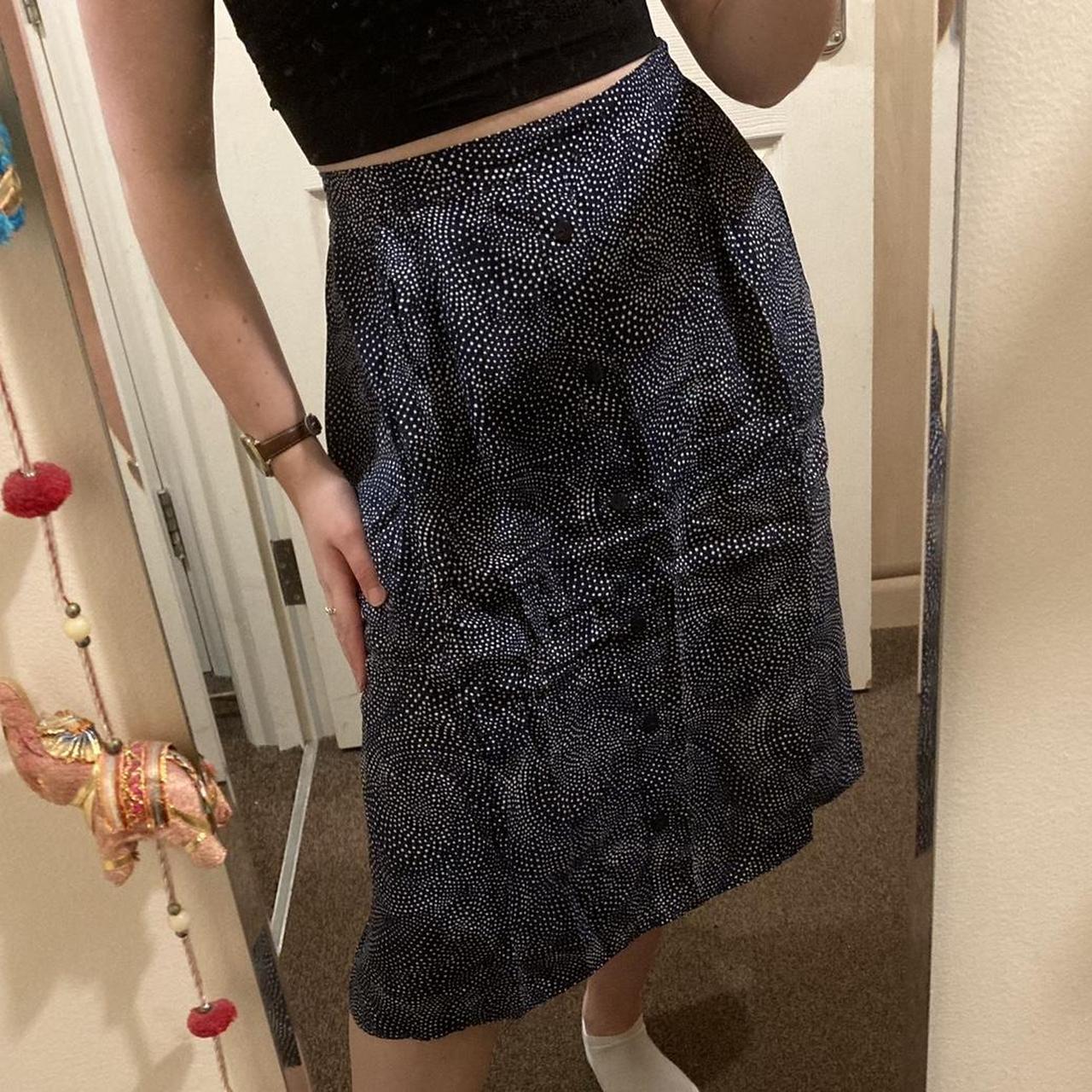 Vintage Navy Midi Skirt - Size 16 (label) -... - Depop