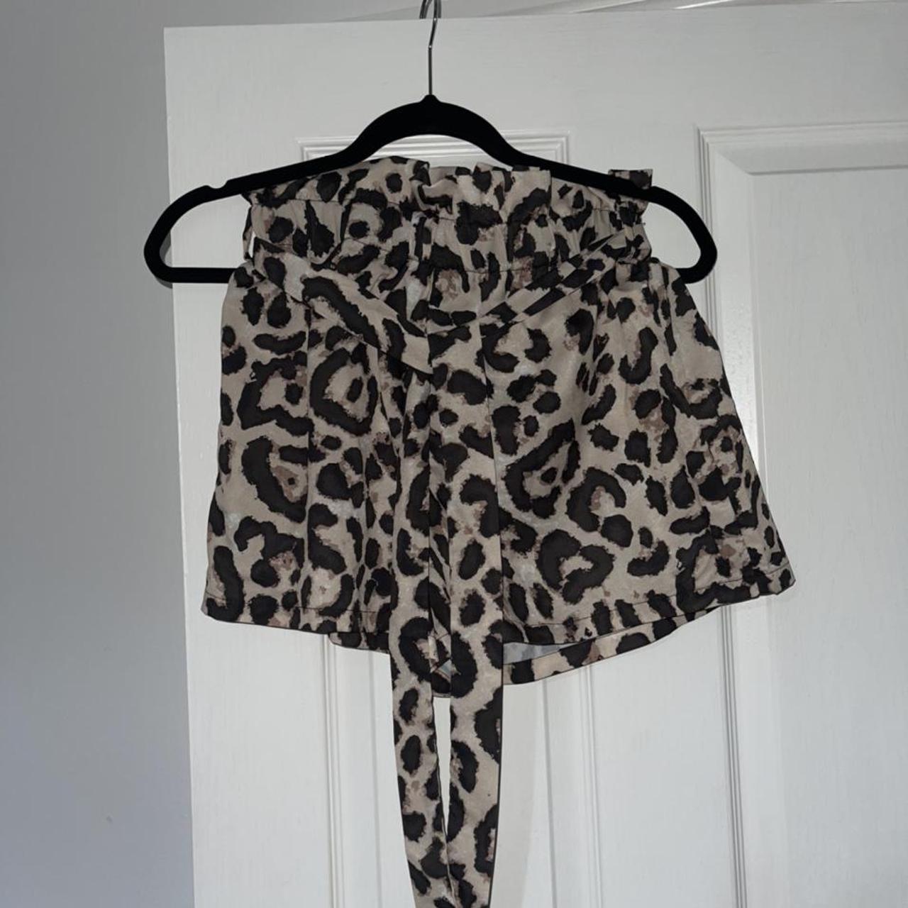 leopard print paper bag shorts with tie waist from... Depop
