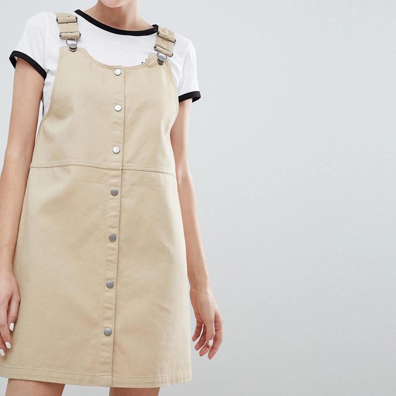 beige dungaree dress