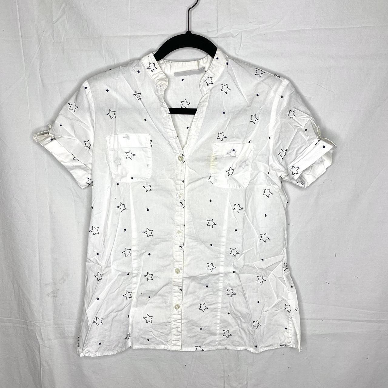 Sag Harbor White Short Sleeve Button Up With Black Depop