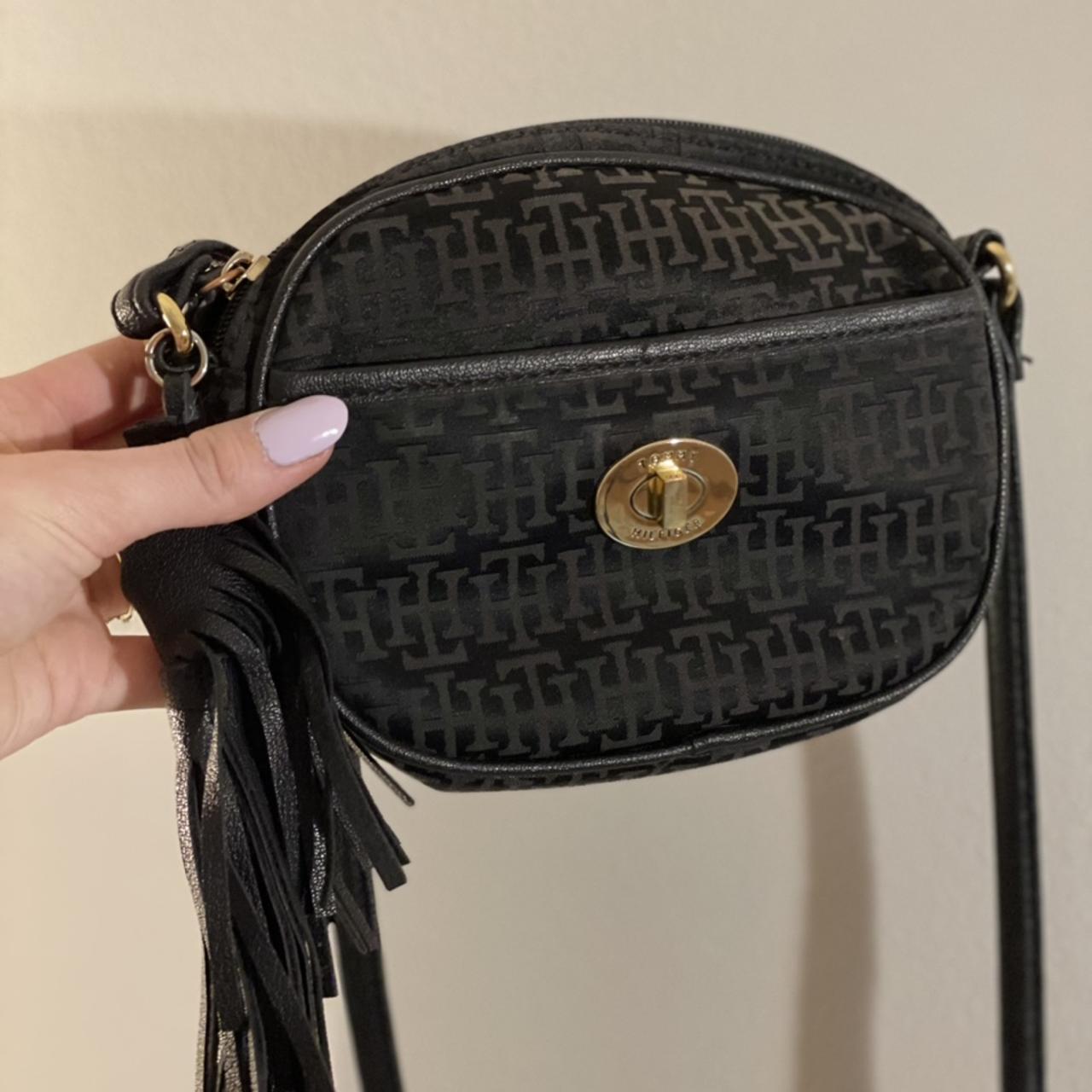 TOMMY HILFIGER PURSE black mini purse with gold Depop