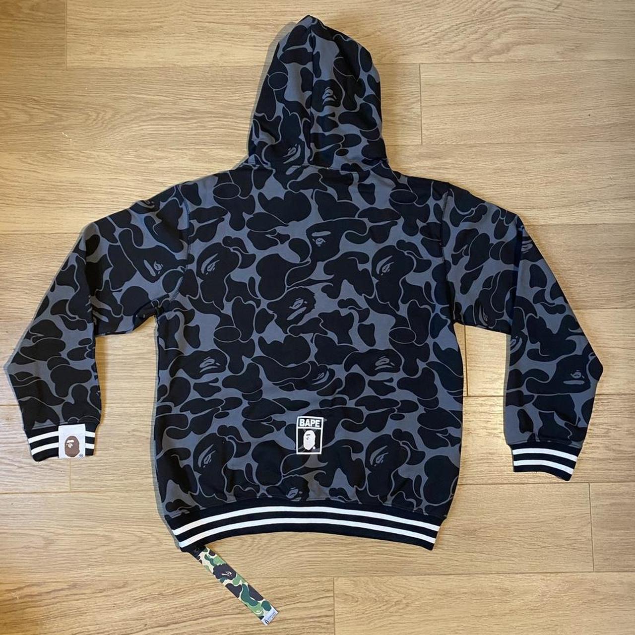 BAPE Men's Black and White Hoodie | Depop