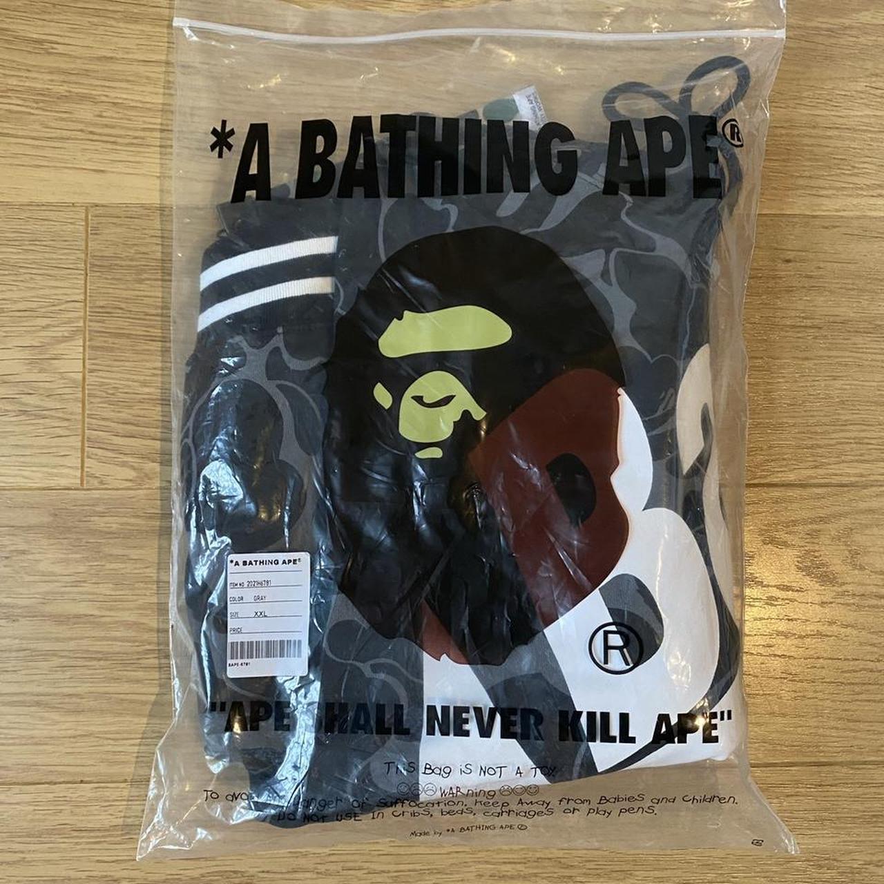 BAPE Men's Black and White Hoodie | Depop