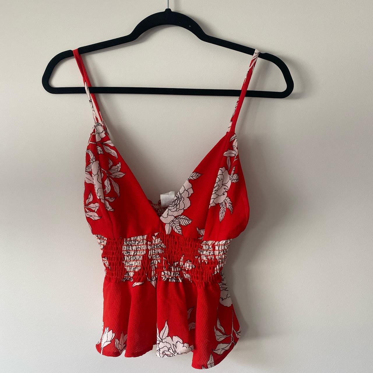 Women's White and Red Blouse | Depop