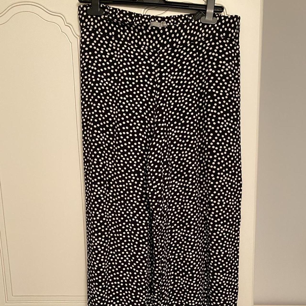 Marks and Spencer black and white polkadot wide leg... - Depop