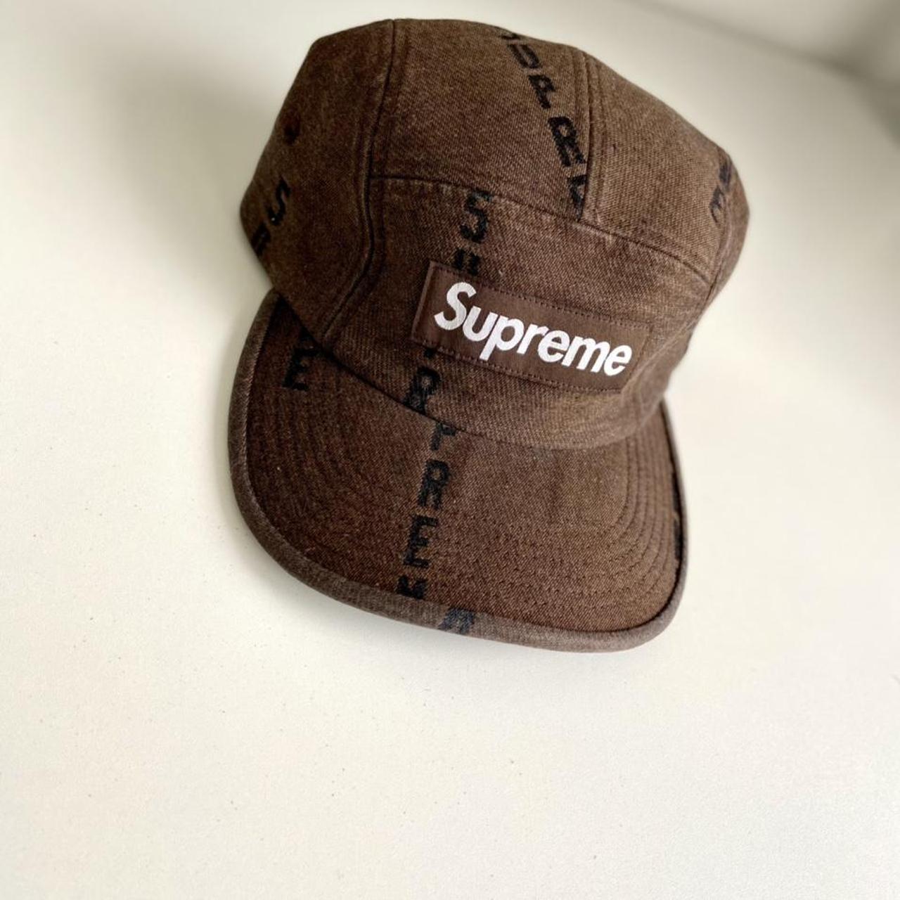 SUPREME LOGO STRIPE JACQUARD DENIM CAMP CAP • | Depop SUPREME LOGO STRIPE JACQUARD DENIM CAMP CAP • | Depop