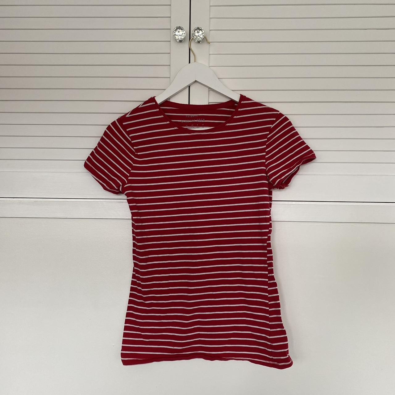 primark red stripe stretch crew top