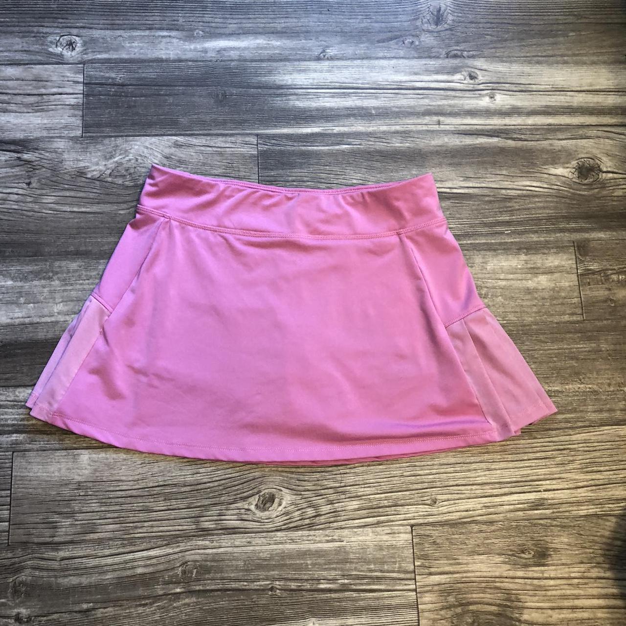 pink skirt athletic material marked as a size... - Depop