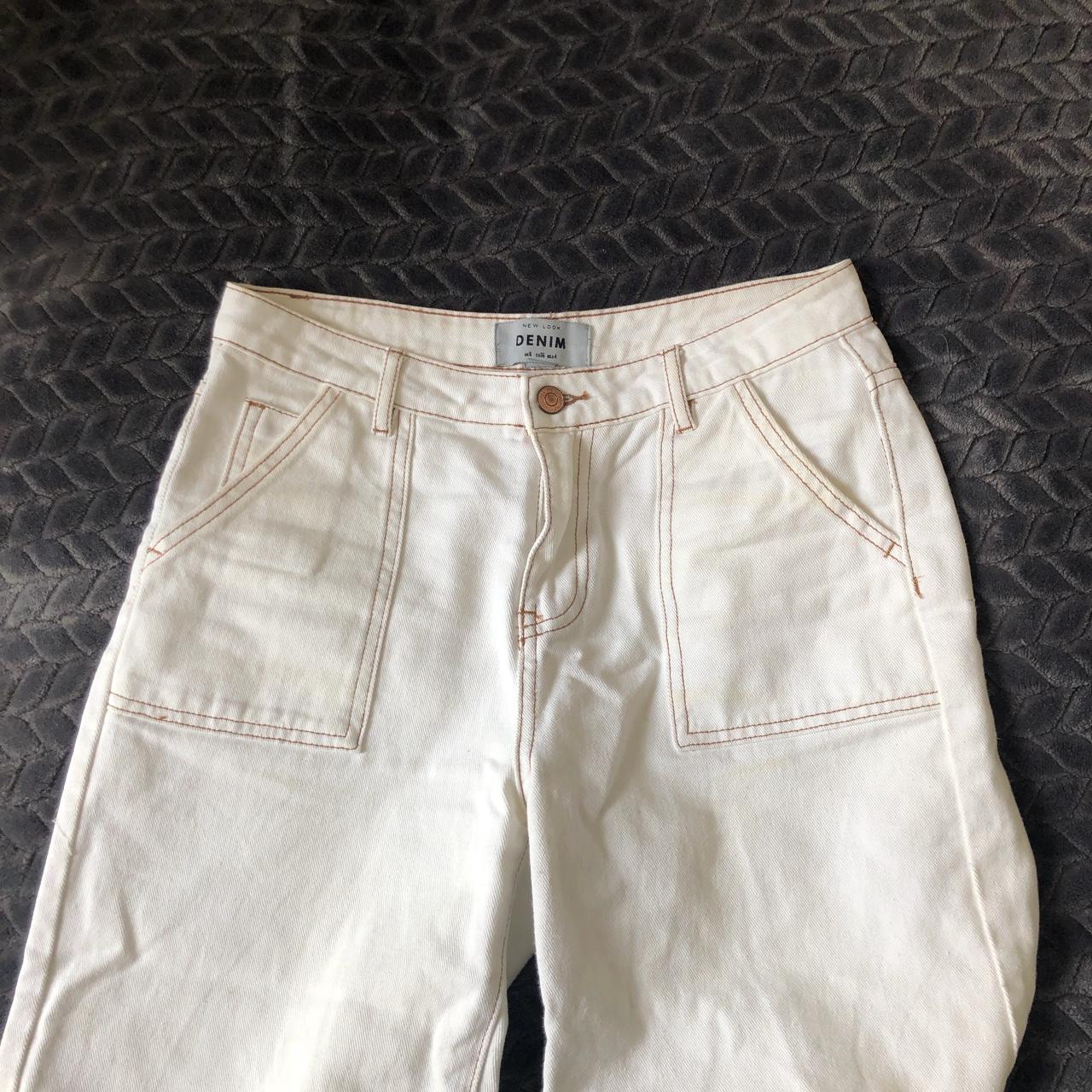 New Look, white/cream culotte jeans with contrast... - Depop