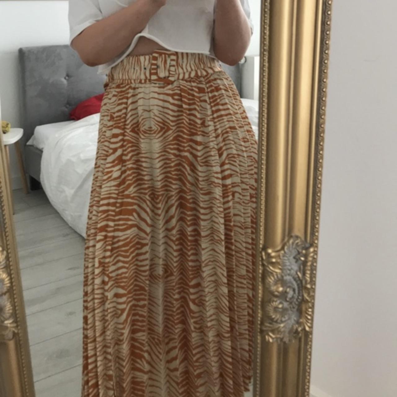 Topshop orange zebra print midi skirt Worn a
