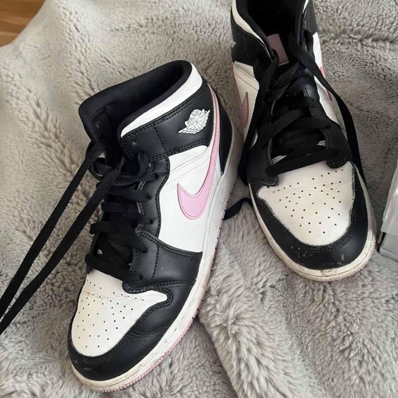 Selling Nike Air Jordan Mid Black White And Pink Depop