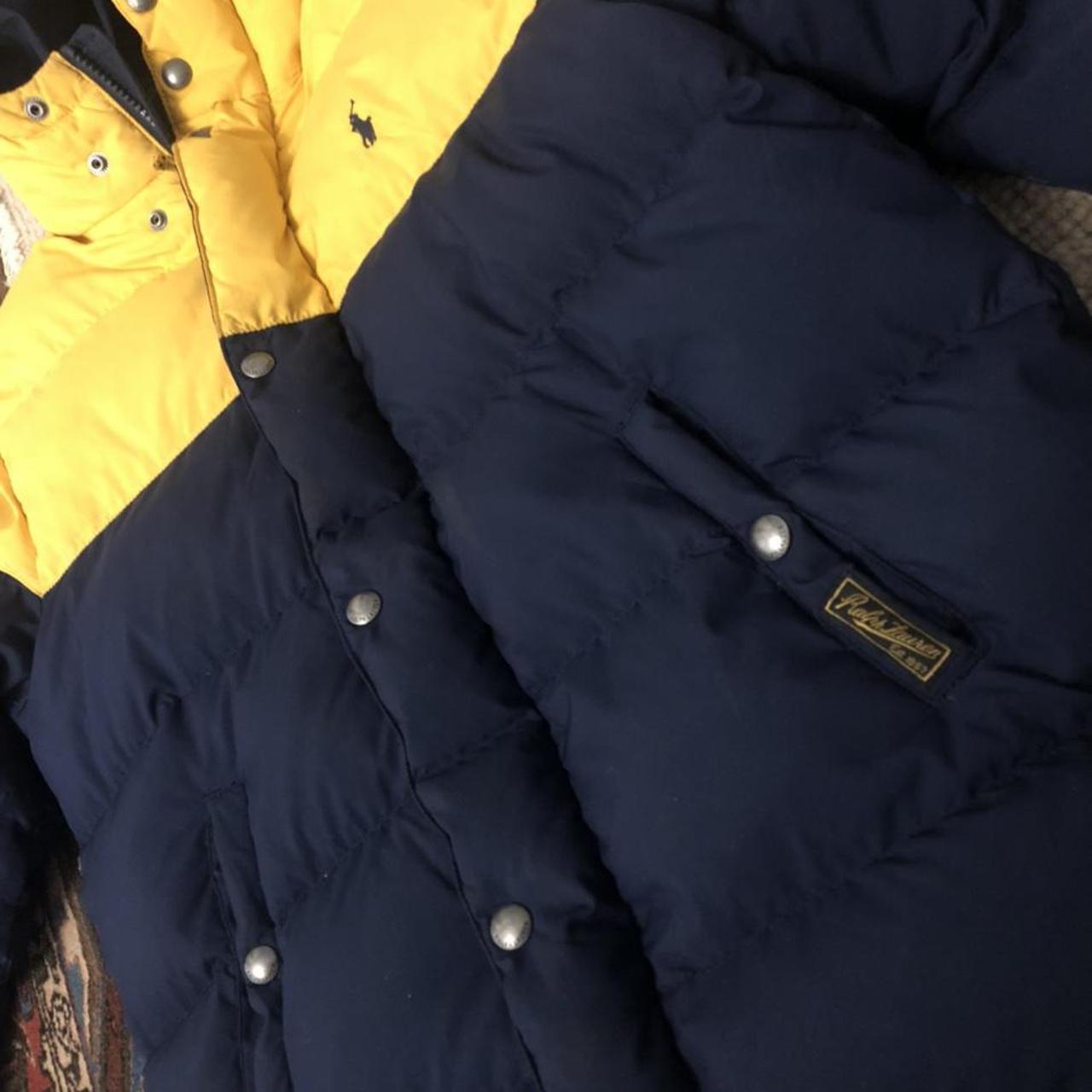 Polo Ralph Lauren Puffer Jacket Navy Blue and... - Depop