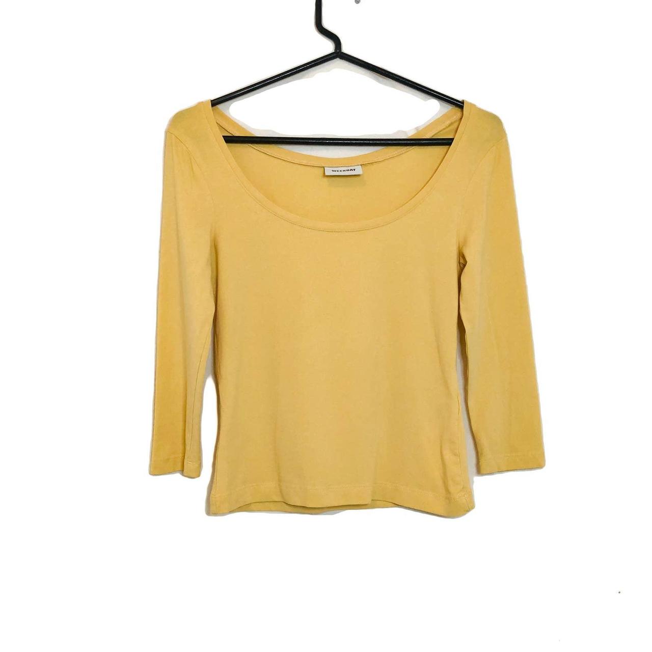 Weekday Women's Yellow Crop-top | Depop