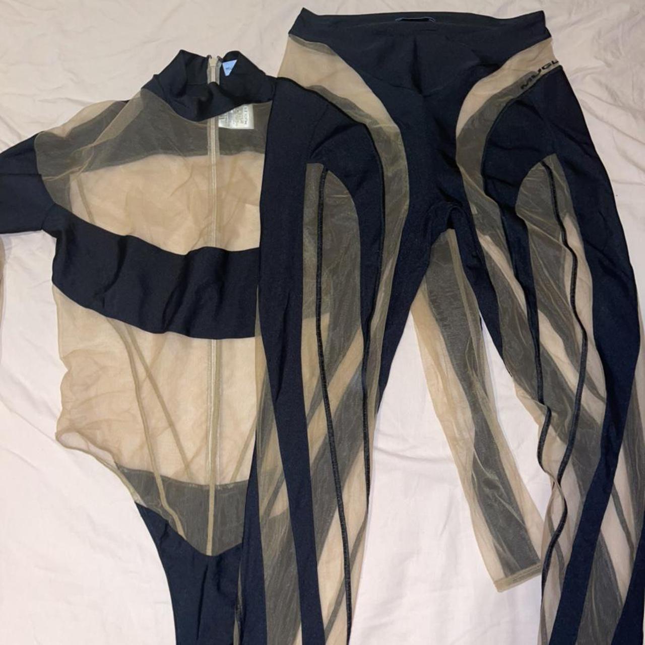 Mugler Glossy jersey & tulle leggings - Black Size 42