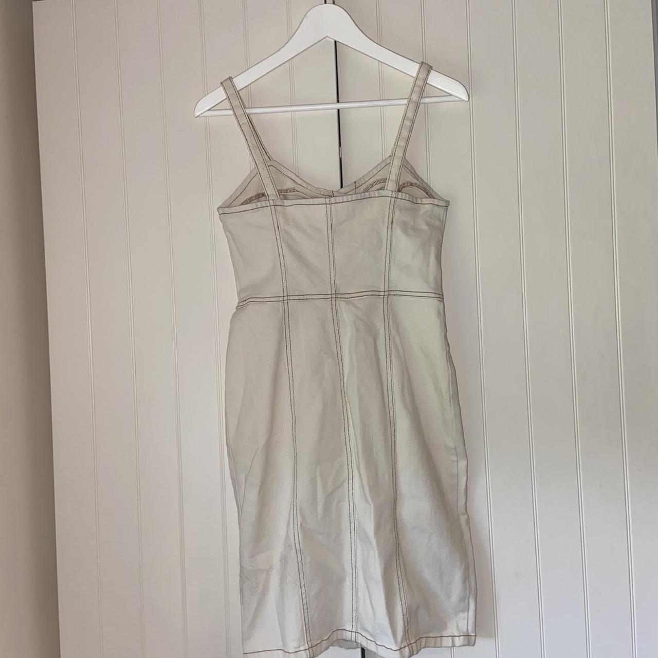 Primark cream/white button up denim dress denim... Depop