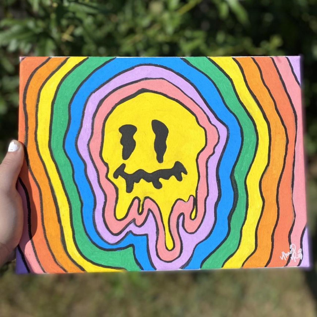 Small Smile Painting on Canvas. Made with Posca... - Depop