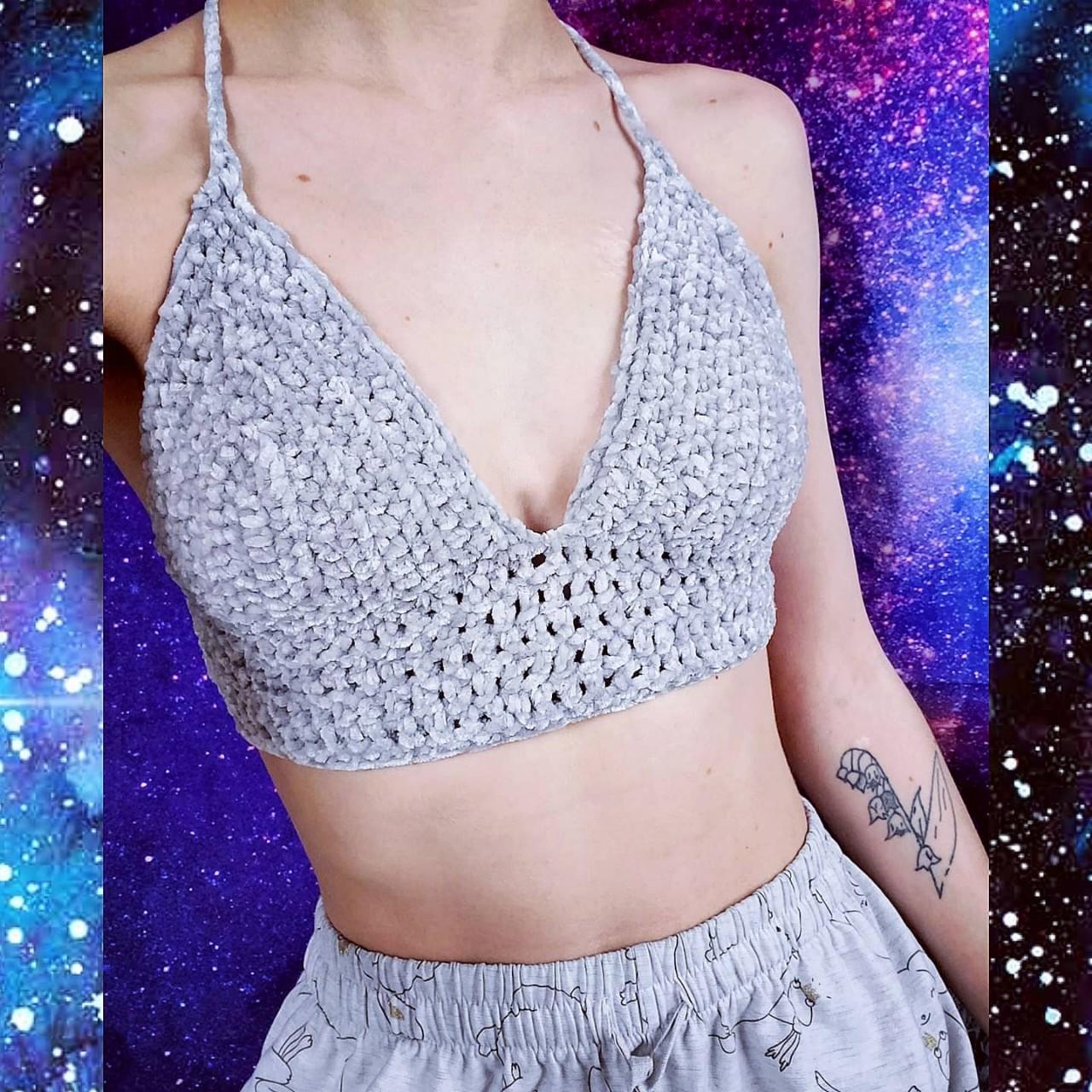 Women's Silver and Grey Crop-top
