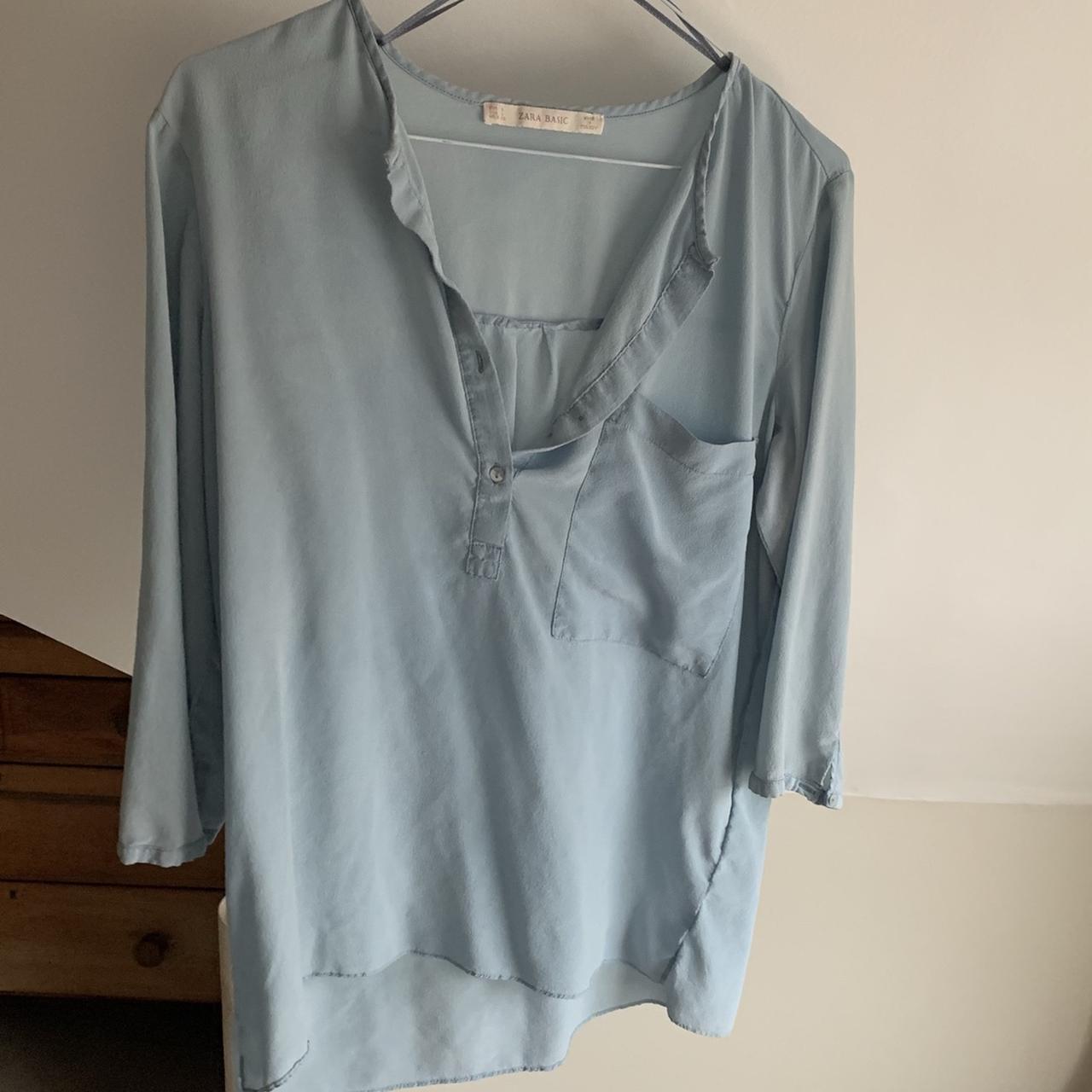 Zara basic blue top. Great condition. #zara... - Depop