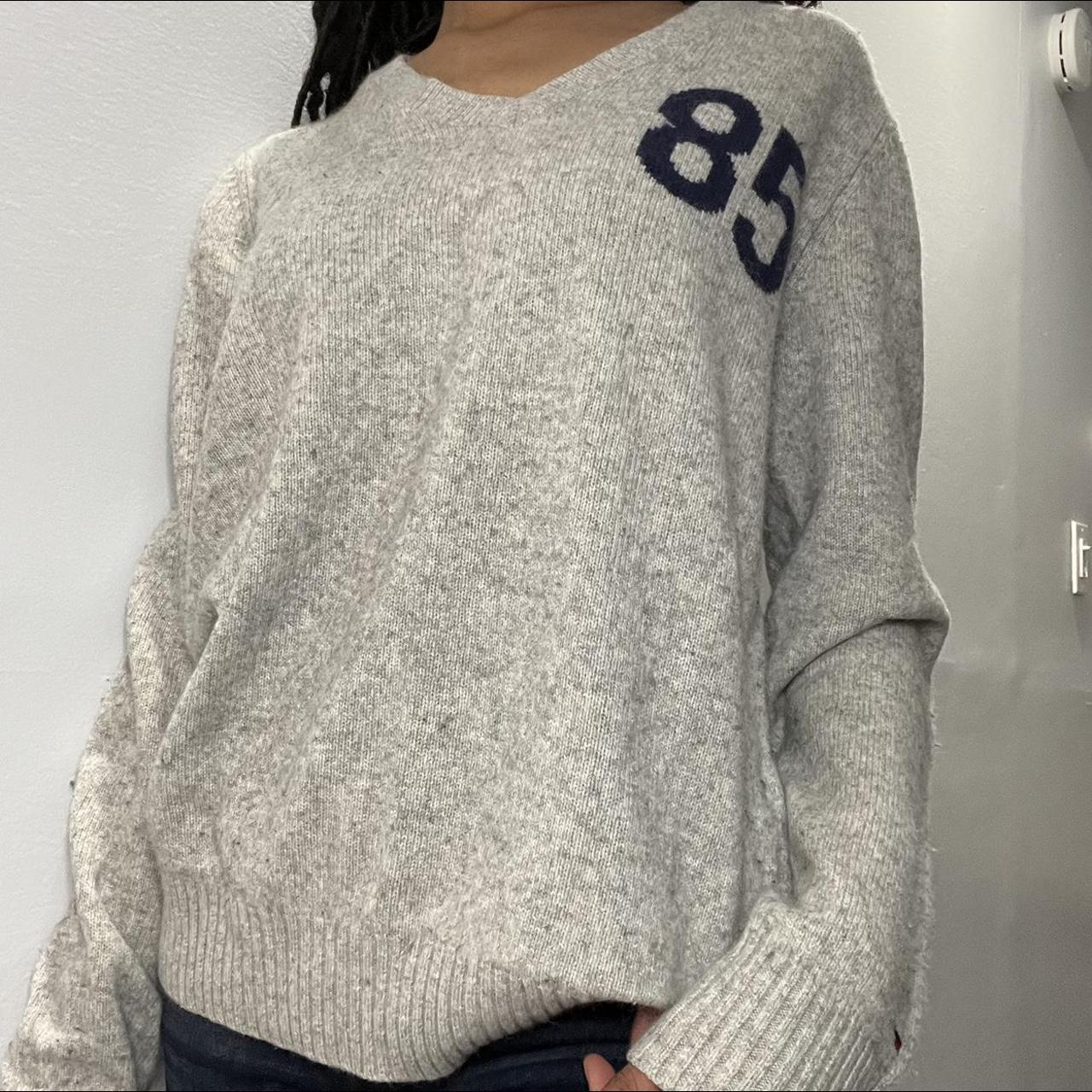 a classic grey v-neck sweater - Hilfiger Denim • can... - Depop
