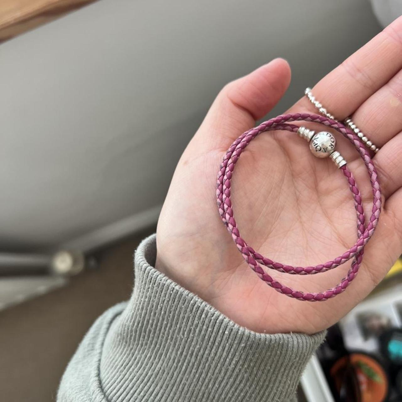 PANDORA pink rope bracelet. Comes in pandora box,... - Depop
