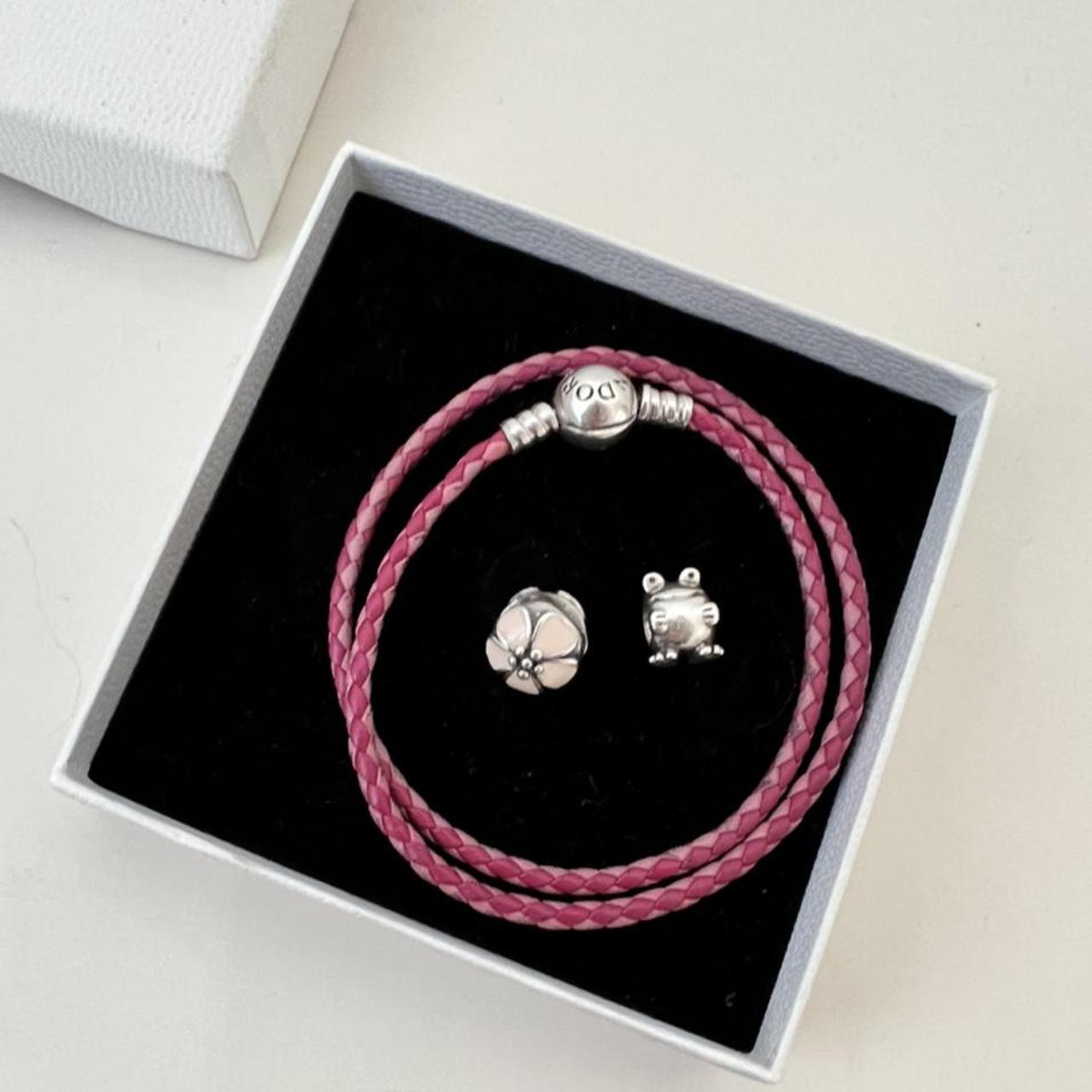 PANDORA pink rope bracelet. Comes in pandora box,... - Depop