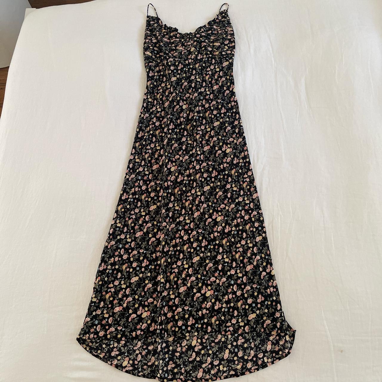 Abercrombie & Fitch Black Floral Midi Dress Worn... - Depop