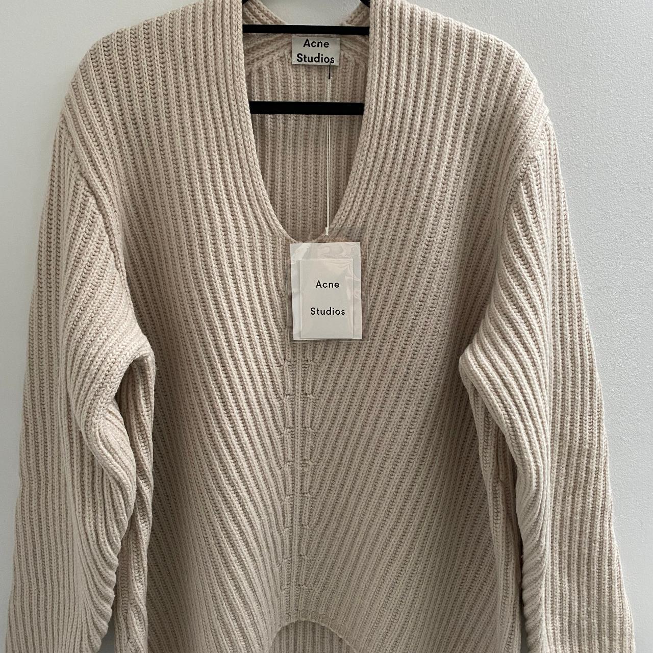 ACNE STUDIOS Cream Ribbed 100% Wool DEBORAH Sweater... - Depop