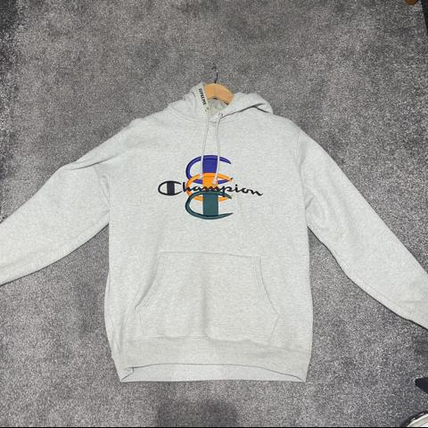 Supreme X Champion Stacked C Hooded Sweatshirt... - Depop