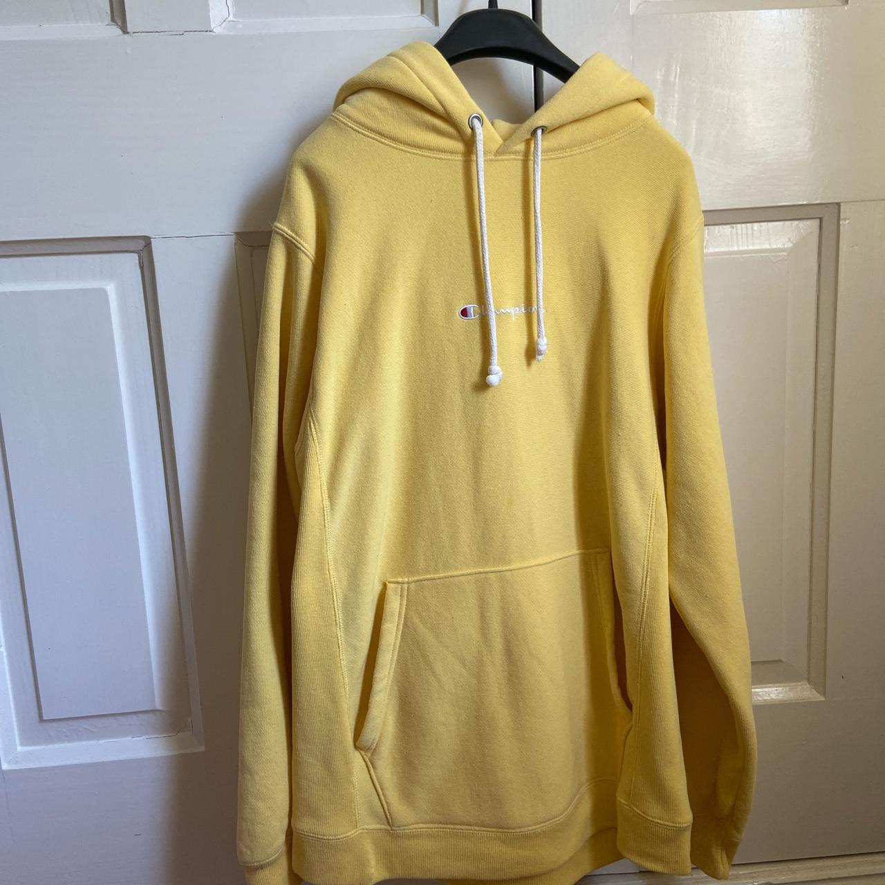 light mustard ish Yellow Champion hoodie. Women’s... - Depop