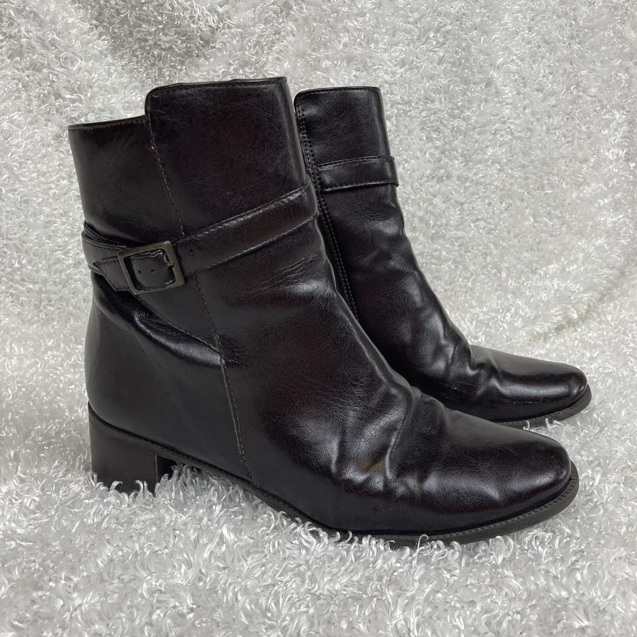 Dark chocolate brown heeled ankle boots! Features... - Depop