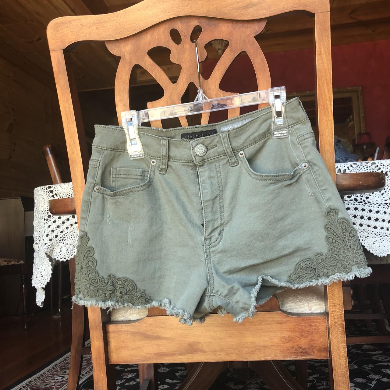 Olive green jean fashion shorts