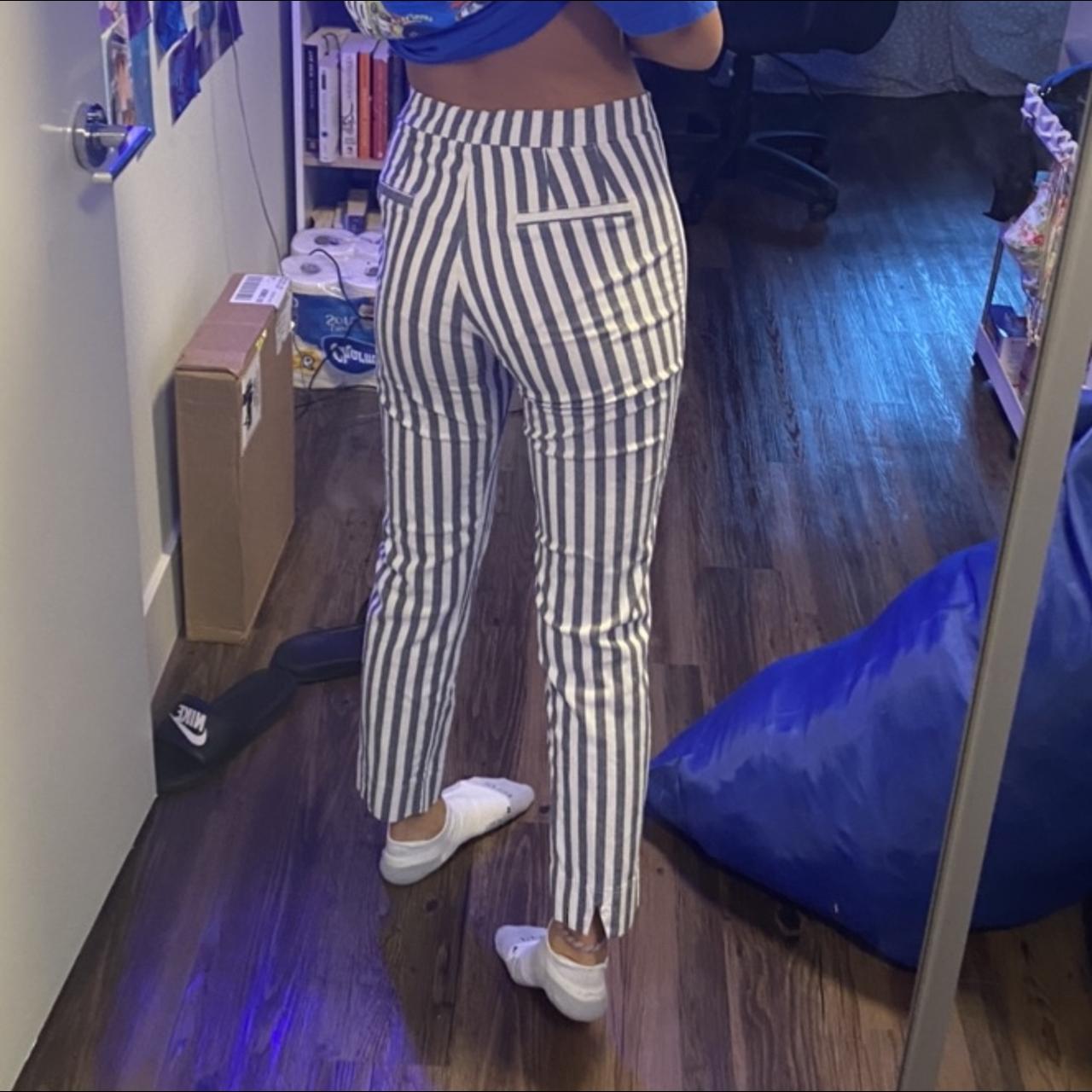 brandy melville tilden pants white and blue stripes Depop
