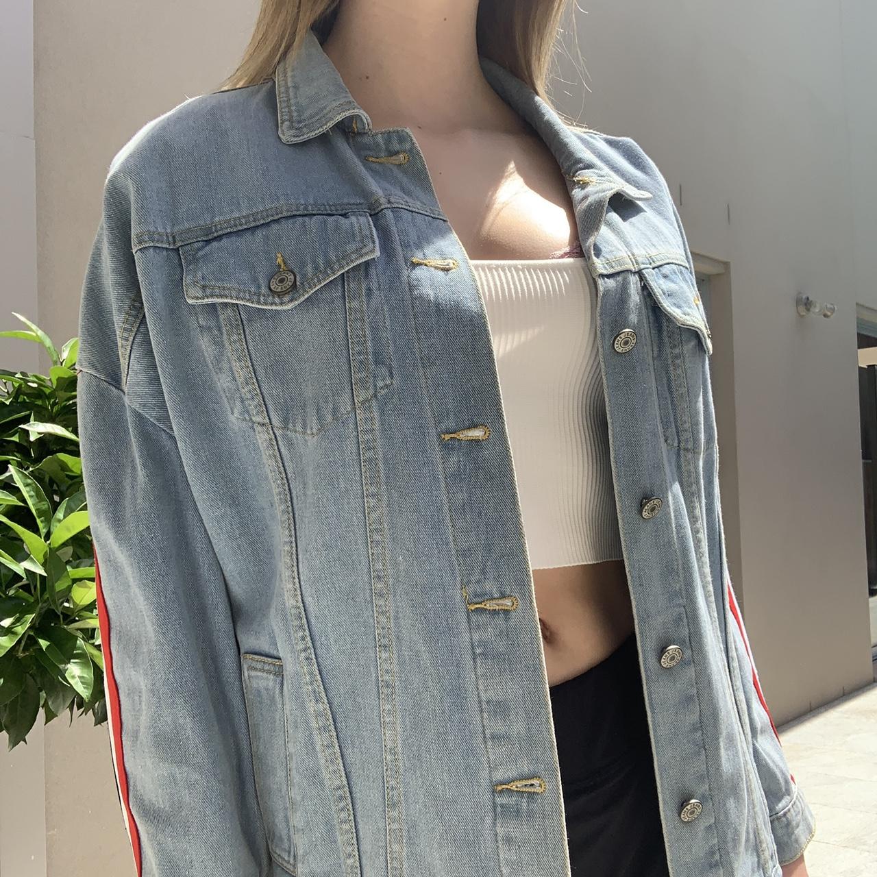 Women's Blue and White Jacket Depop