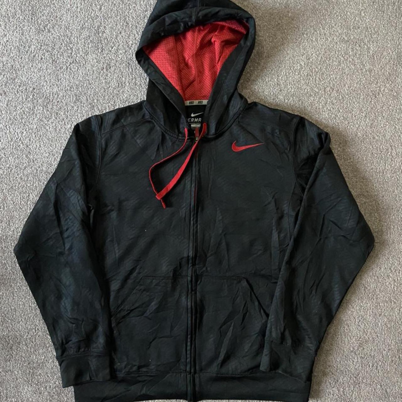 mens red and black nike hoodie