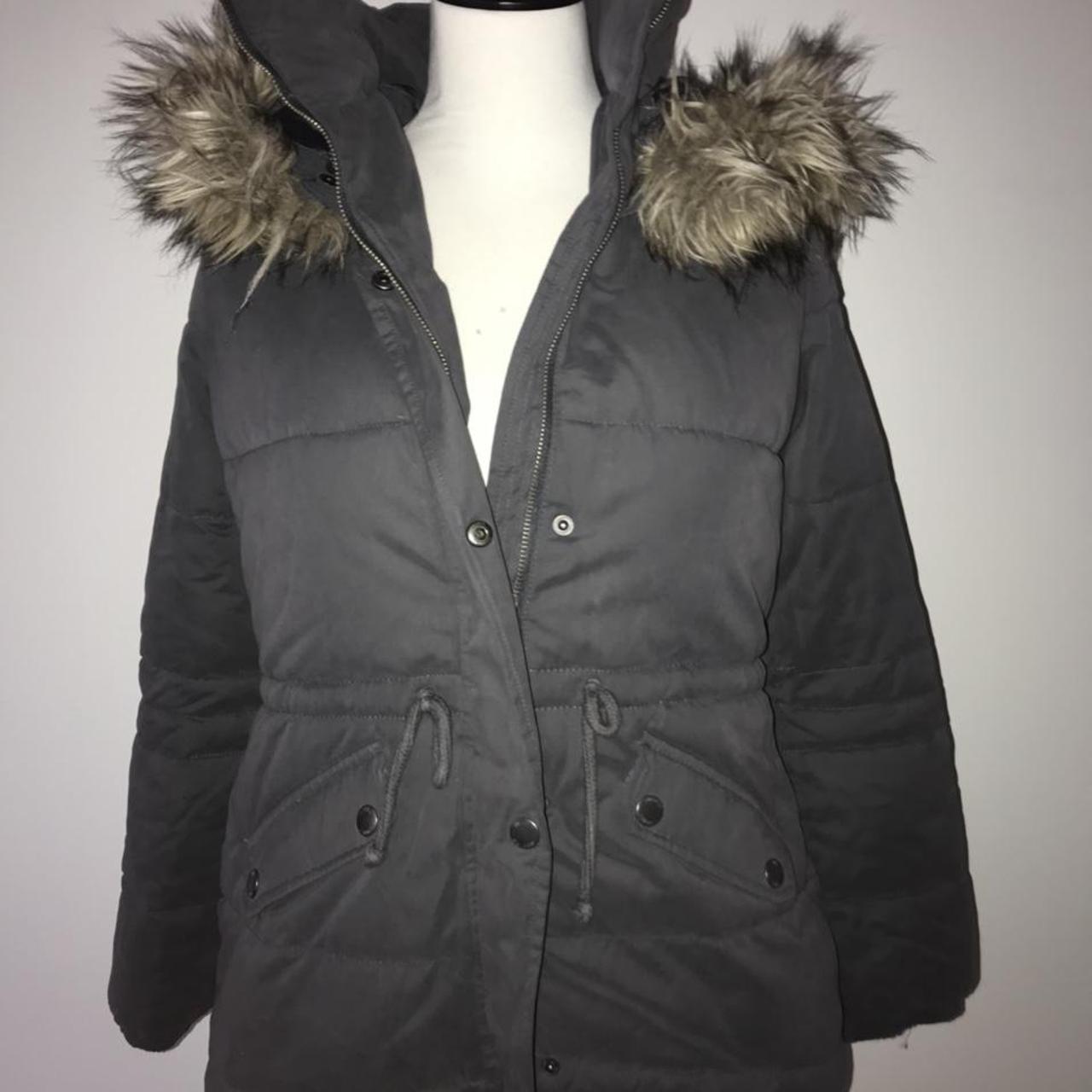 Hollister Co. Women's Black And Grey Coat | Depop