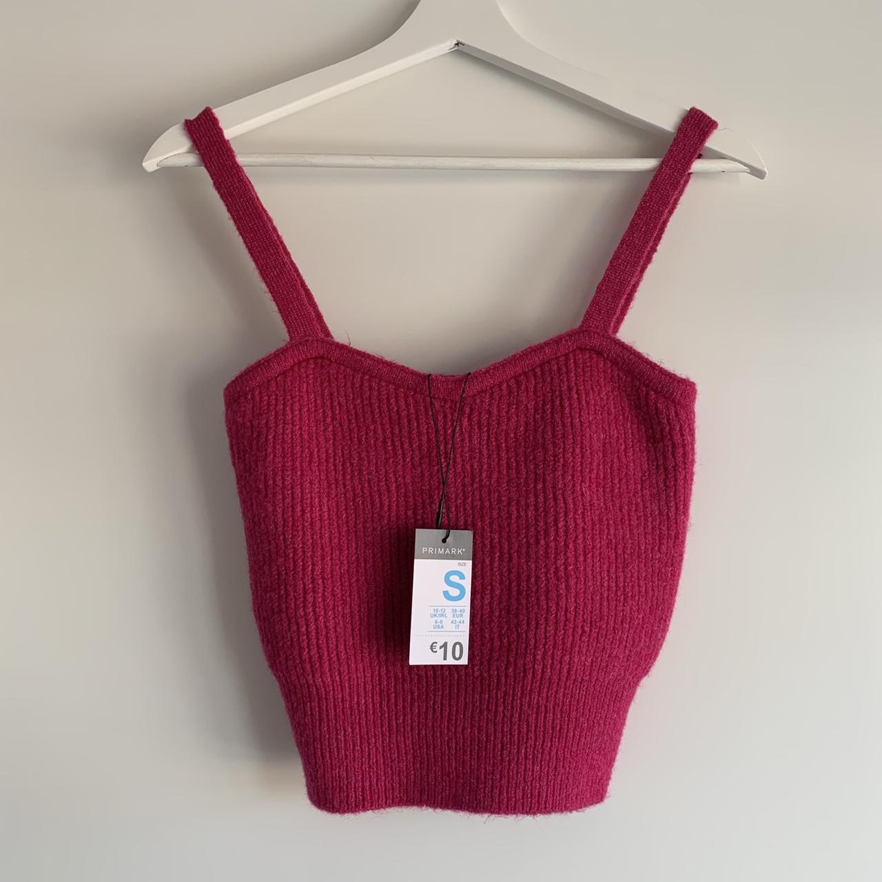 Hot Pink Primark knit crop vest top, size... Depop