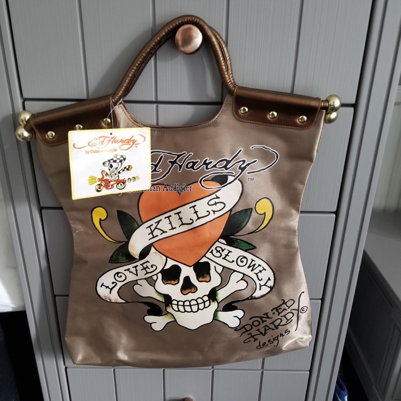 help describing/ pricing these ed hardy pants + this bag : r/Depop