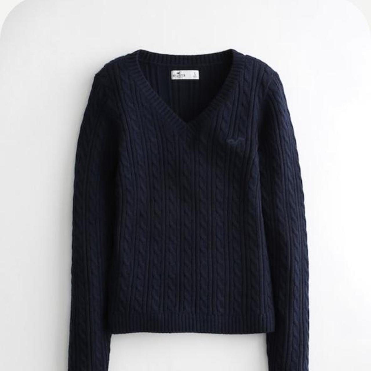Hollister navy Cable knit jumper in size xxs/size 4... Depop