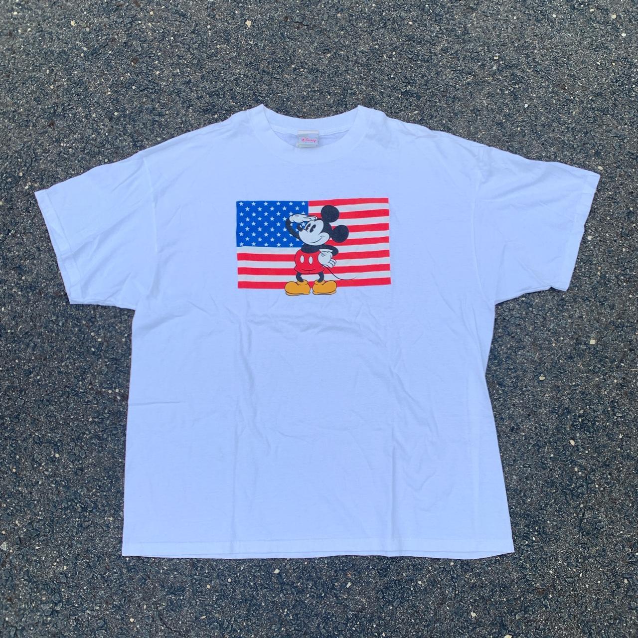 Vintage 2000s Disney American flag Mickey Mouse tee... - Depop