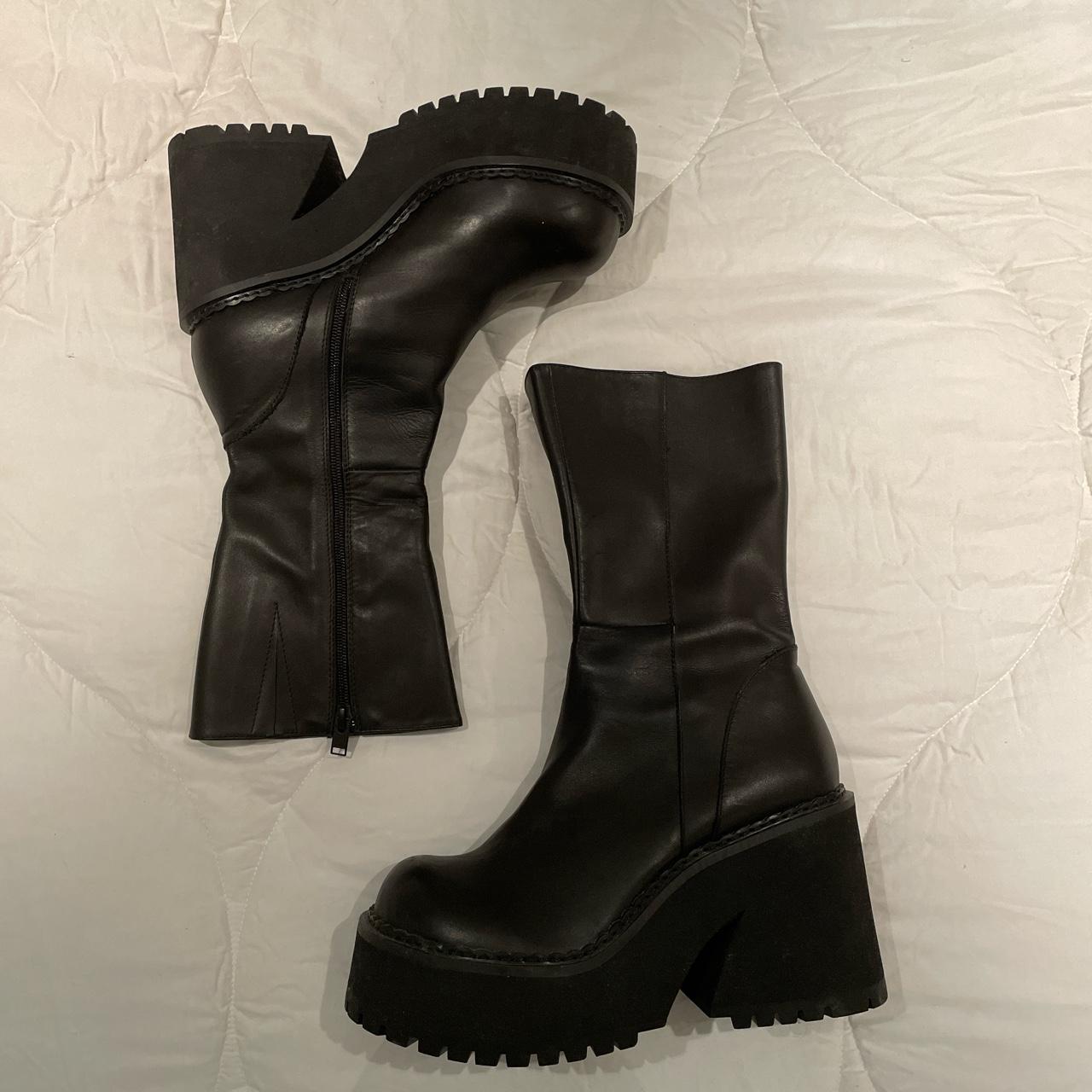 amazing black parker boots from unif! 🕷 round toe,... - Depop