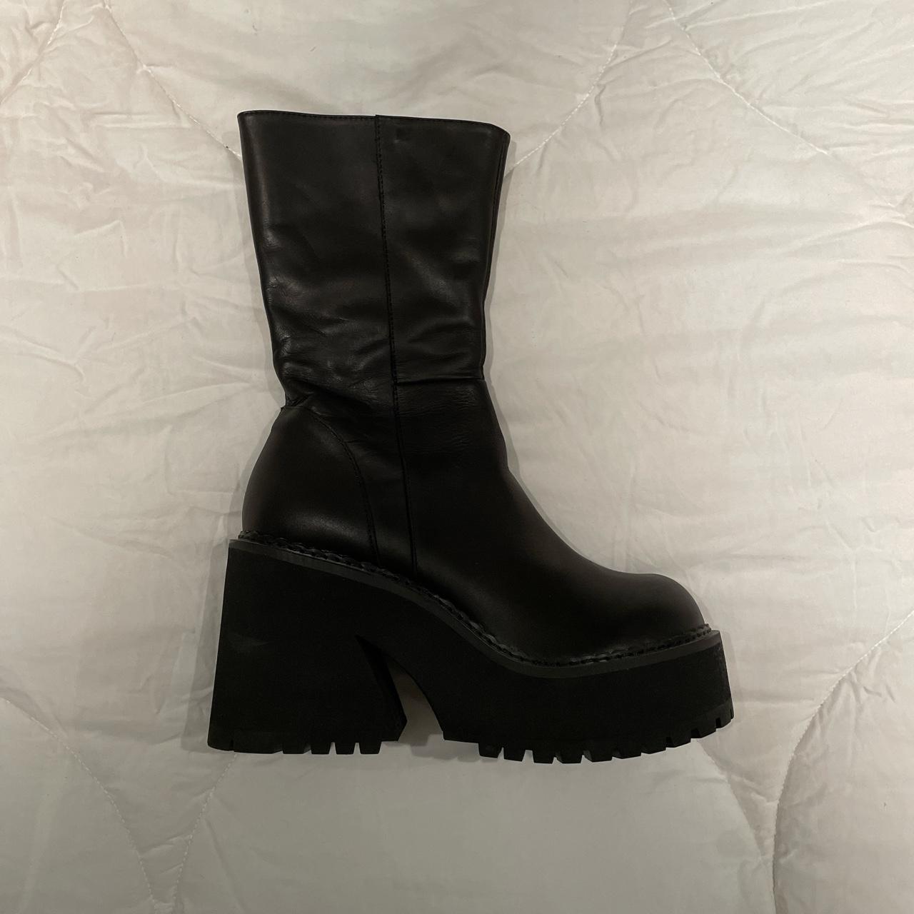 amazing black parker boots from unif! 🕷 round toe,... - Depop