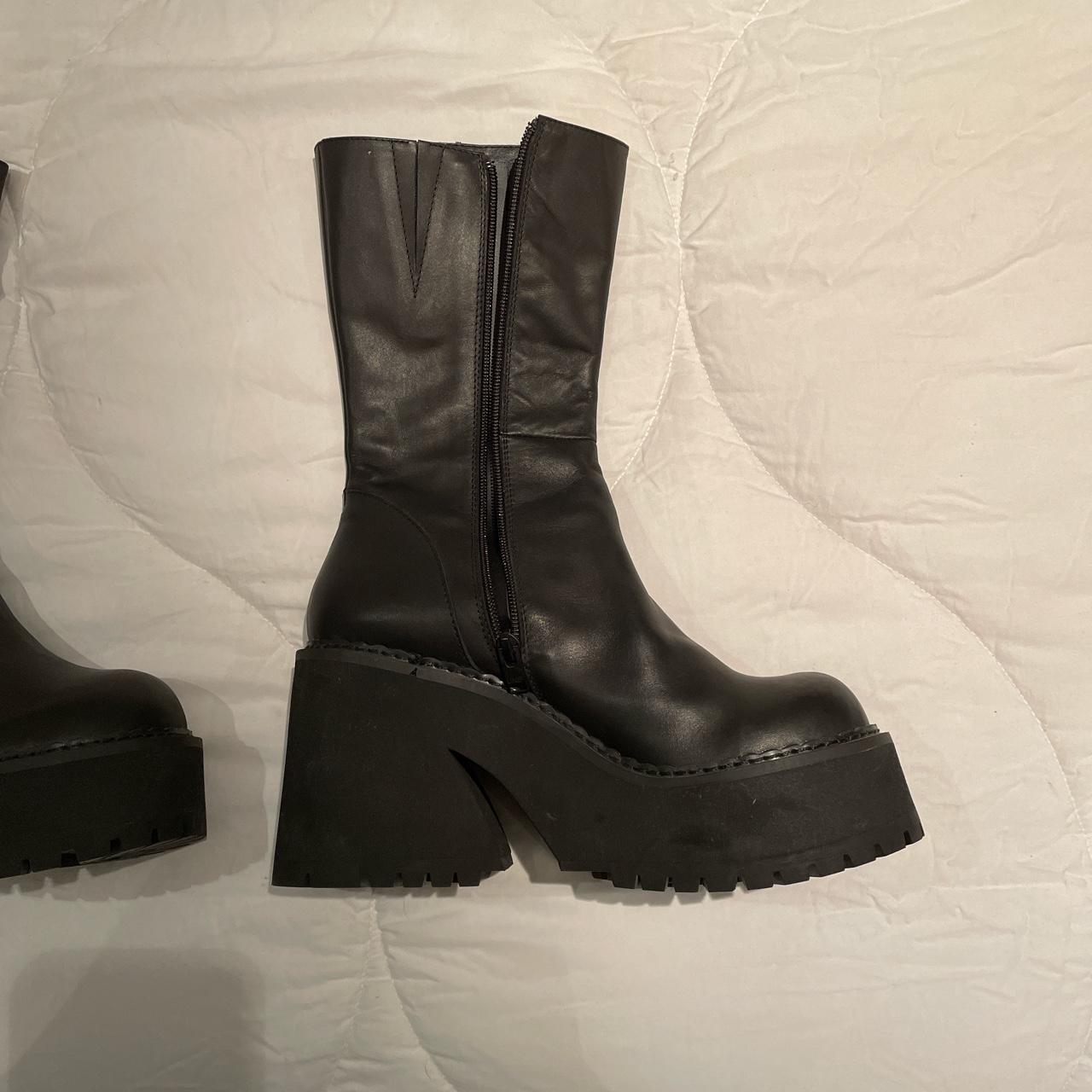 amazing black parker boots from unif! 🕷 round toe,... - Depop