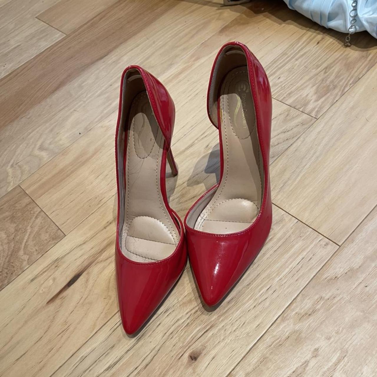 Red pumps Worn. Heel tips have some damage.... - Depop