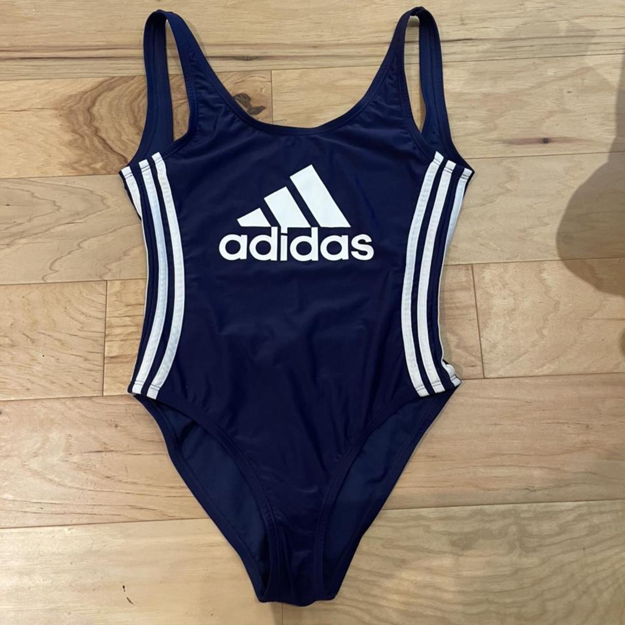 Adidas Women's Navy and White Swimsuit-one-piece | Depop