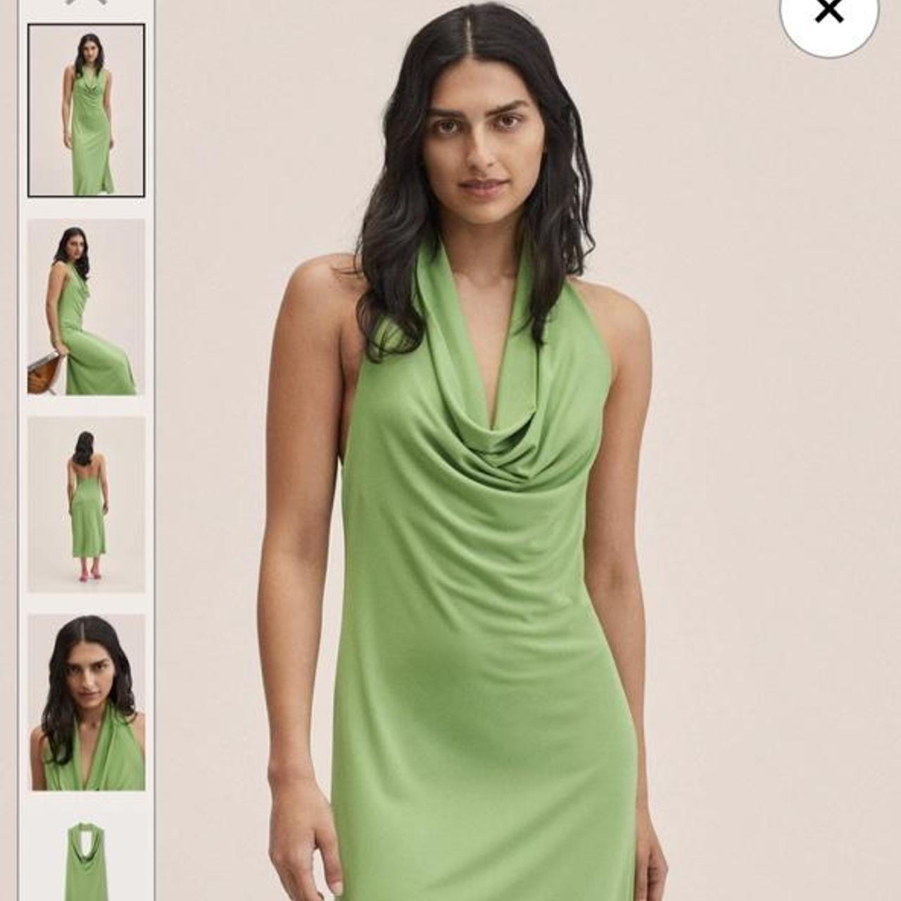 Mango green halter neck dress Size xs I’m a size 8... Depop